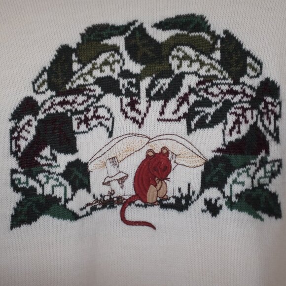 Laura Gribby cream knit sweater Forrest pattern wool blend size M - Picture 4 of 9